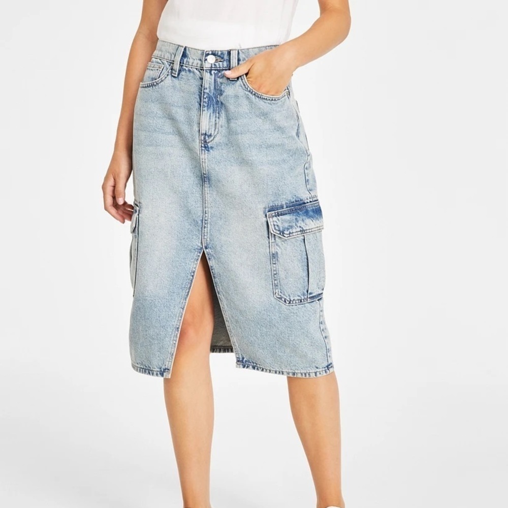 Calvin Klein • cargo denim midi skirt - Picture 2 of 14
